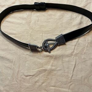 Sleek Black Belt with Silver Accents